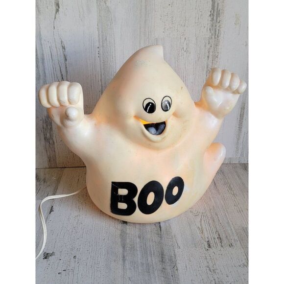 Vintage light up ghost blow mold boo Halloween prop - Picture 1 of 16